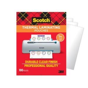 Scotch: 100 ct 8.9×11.4″ 5 mil Thermal Pouches