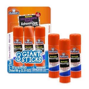 Elmer’s Disappearing Purple Glue Sticks, 22 g × 3