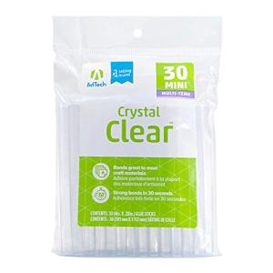 AdTech Mini Hot Glue Sticks, 4″ Clear, 30‑Pack