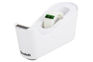 Scotch Tape Dispenser, White + ¾″×350″ Tape