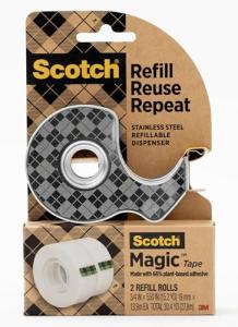 Scotch Magic Tape Stainless‑Steel Refillable Dispenser