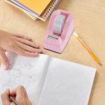 Desktop Tape Dispenser, Pink Weighted Base + 6 Rolls