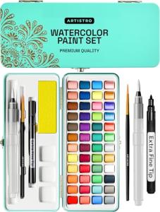 ARTISTRO Portable Watercolor Box, Metallic Colors