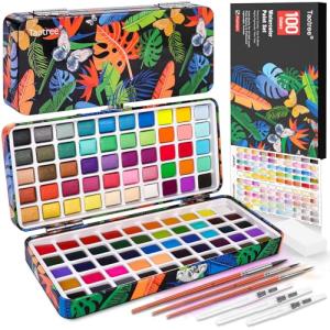 Taotree 100-Color Travel Watercolor Kit + Brushes