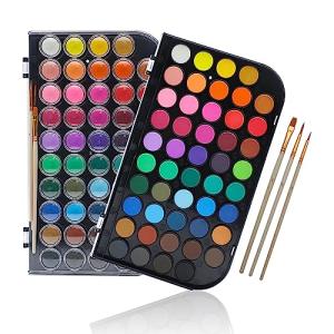 Artecho 48-Color Cake Watercolor Set + 3 Brushes