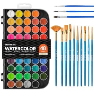 Shuttle Art 48-Color Portable Pan Set + 10 Brushes
