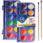 12-Color Watercolor Set with Palette & 2 Brushes