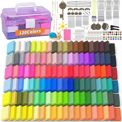 120 colors polymer clay starter kit with tools and jewelry accessories