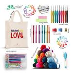 Beginner Crochet Kit – 1500 yd Yarn + 21 Hooks