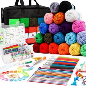 105‑Piece Crochet Kit, 2000 yd Yarn + Hooks