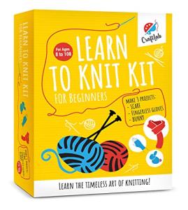 CraftLab Knitting Kit – Yarn, Needles & Guide