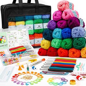 103‑Piece Crochet Kit – 1650 yd Yarn + Hooks
