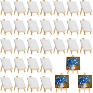 Mimorou 32‑Pack 3×3 Mini Canvas & Easel Kit