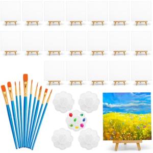Gdotmely 20‑Pack Mini Canvas & Easel Kit