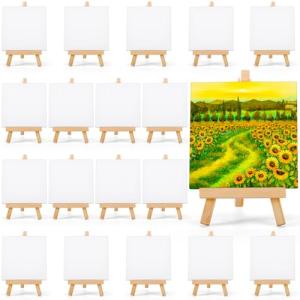 Gdotmely 18‑Pack Mini Canvas & Easel Kit