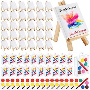 24‑Pack 3×3 Watercolor Canvas & Easel Kit