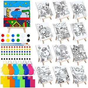 Tenceur 48‑Piece Kids Mini Canvas & Easel Kit