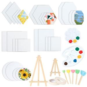 30‑Pack Mixed‑Shape Mini Canvas & Easel Kit
