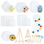 30‑Pack Mixed‑Shape Mini Canvas & Easel Kit