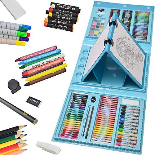 Sunnyglade 185-piece art set with double-sided trifold easel