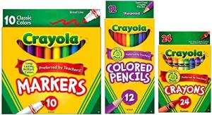 Crayola Classic 3‑Item Bundle – 24 crayons, 10 markers, 12 pencils