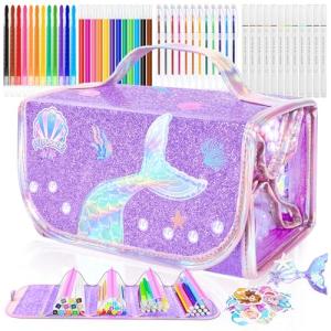 Mermaid Washable Marker Set – 70 pc with glitter case