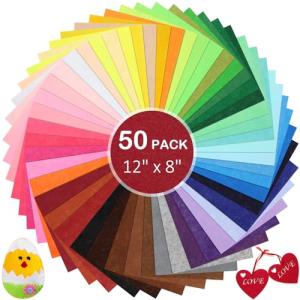 KaKaPops 50pc Felt Sheets 8×12 Assorted