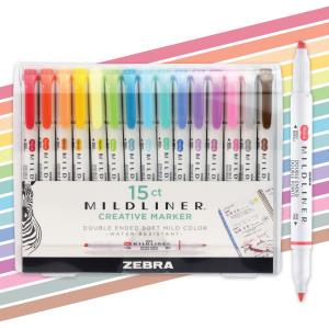 Zebra Mildliner Dual‑Tip Highlighters 15‑Pack