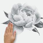 Black and White Peonies Peel and Stick Wall Decals
