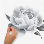 Black and White Peonies Peel and Stick Wall Decals