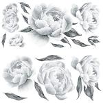 Black and White Peonies Peel and Stick Wall Decals