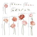 Wondever Pink Peony Rose Wall Stickers for Girls