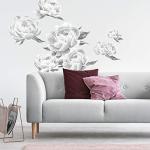 Black and White Peonies Peel and Stick Wall Decals