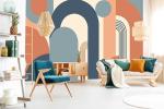 Geometric Shapes Arch Wallpaper for Living Room