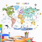 Kids' Large Animal World Map Wall Decals
