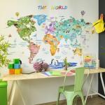 Kids' Large Animal World Map Wall Decals