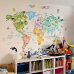 Kids' Large Animal World Map Wall Decals