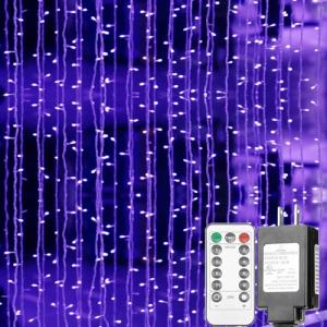Solhice Blacklight Curtain String Lights with Remote