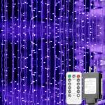 Solhice Blacklight Curtain String Lights with Remote