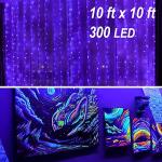 Solhice Blacklight Curtain String Lights with Remote