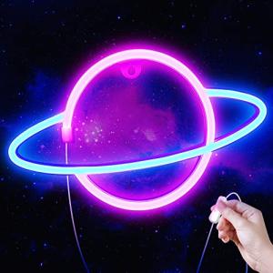 USB Powered Saturn Neon Sign for Room Decor
