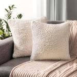 Fluffy Ivory Throw Pillow Covers Set of 2