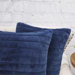 Striped Faux Fur Euro Throw Pillow Covers - Set of 2