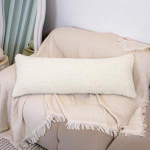 Beige Faux Fur Lumbar Pillow Cover 14 x 36