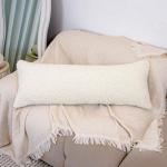 Beige Faux Fur Lumbar Pillow Cover 14 x 36