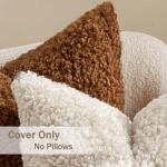 Set of 2 Beige Faux Fur Throw Pillow Covers