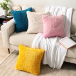 Fluffy Ivory Throw Pillow Covers Set of 2
