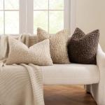 Set of 2 Beige Faux Fur Throw Pillow Covers