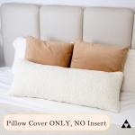 Beige Faux Fur Lumbar Pillow Cover 14 x 36