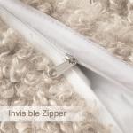 Set of 2 Beige Faux Fur Throw Pillow Covers